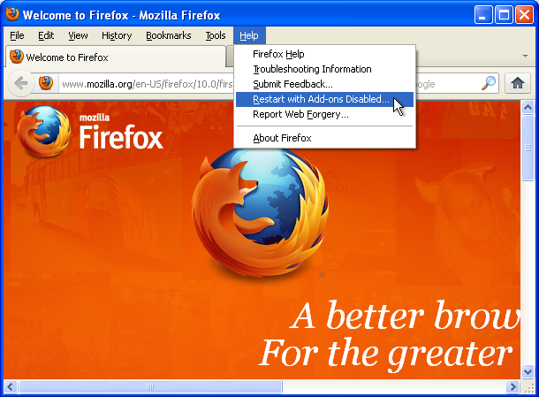 mozilla firefox homepage setting xp